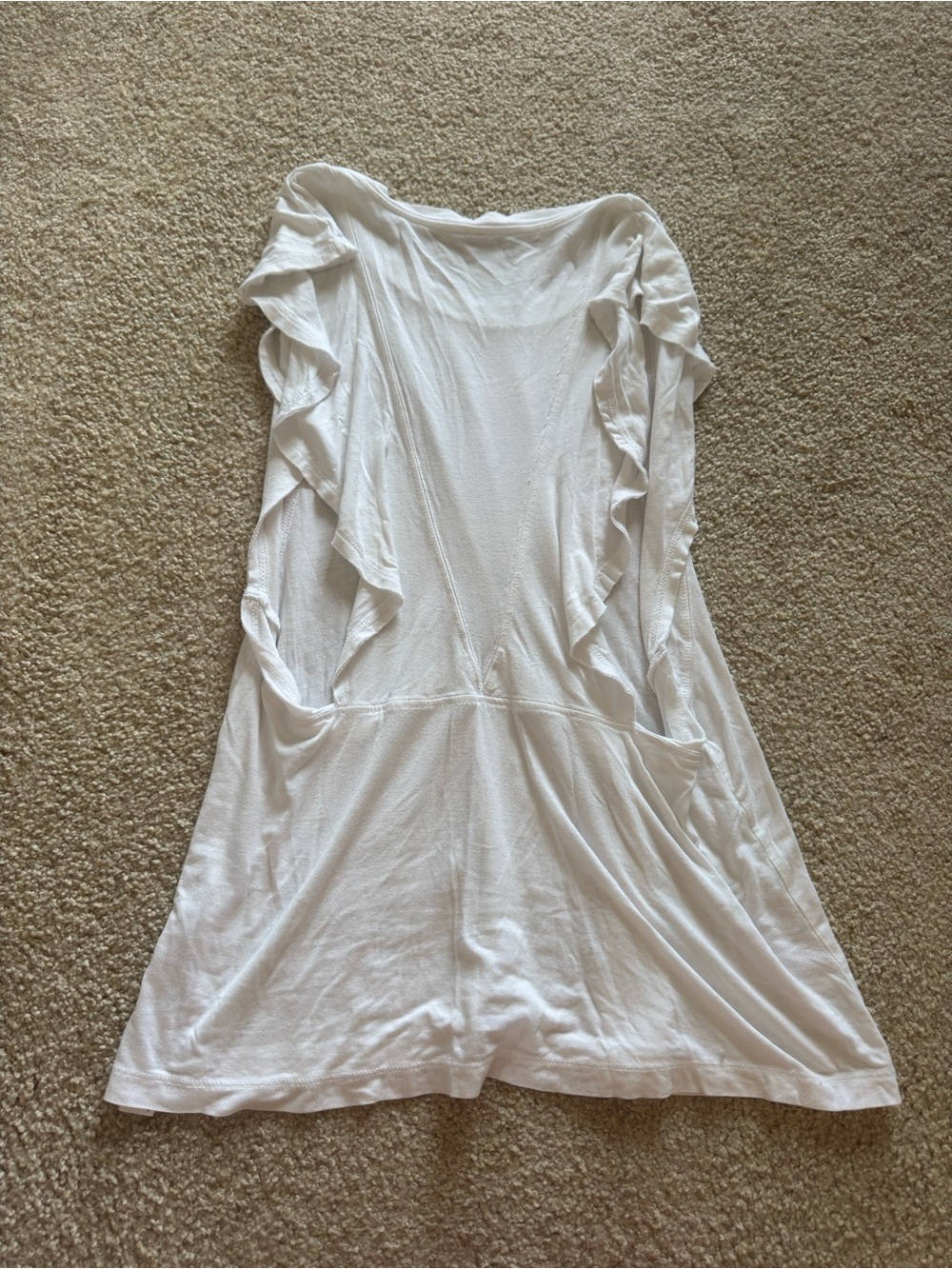Free People White Ruffle-Trim Top
